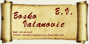 Boško Valanović vizit kartica